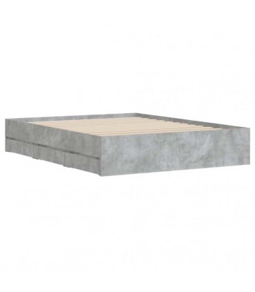 vidaXL Bed Frame with Drawers without Mattress Concrete Grey 140x190cm