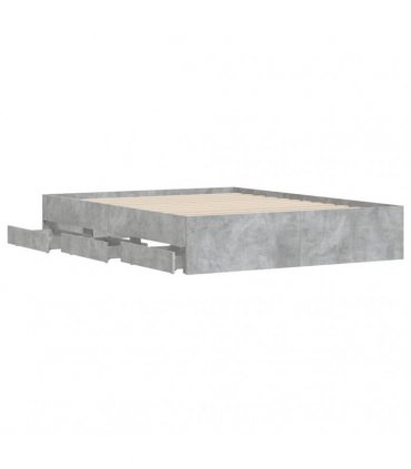 vidaXL Bed Frame with Drawers without Mattress Concrete Grey 140x190cm