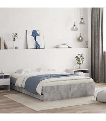 vidaXL Bed Frame with Drawers without Mattress Concrete Grey 135x190cm
