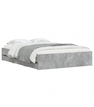 vidaXL Bed Frame with Drawers without Mattress Concrete Grey 135x190cm
