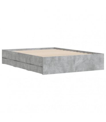 vidaXL Bed Frame with Drawers without Mattress Concrete Grey 135x190cm