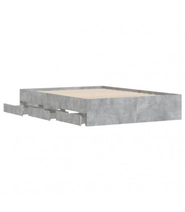 vidaXL Bed Frame with Drawers without Mattress Concrete Grey 135x190cm