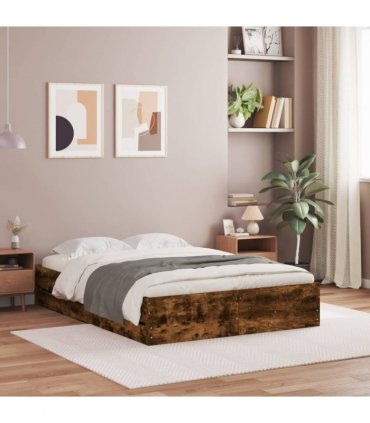 vidaXL Bed Frame with Drawers without Mattress Smoked Oak 135x190 cm