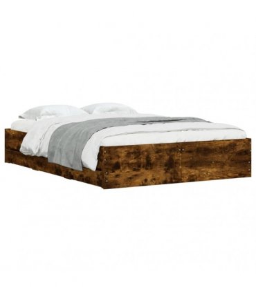 vidaXL Bed Frame with Drawers without Mattress Smoked Oak 135x190 cm