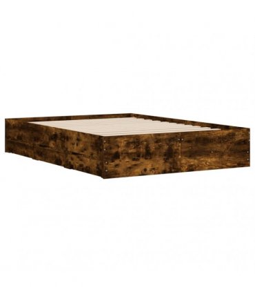 vidaXL Bed Frame with Drawers without Mattress Smoked Oak 135x190 cm