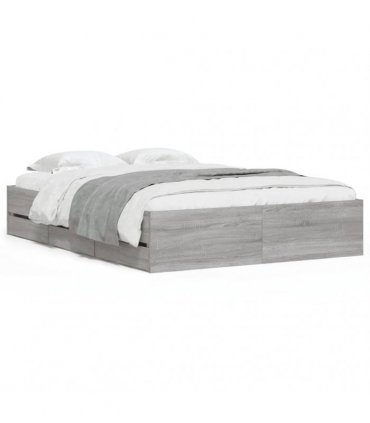 vidaXL Bed Frame with Drawers without Mattress Grey Sonoma 120x190 cm