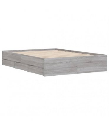 vidaXL Bed Frame with Drawers without Mattress Grey Sonoma 120x190 cm
