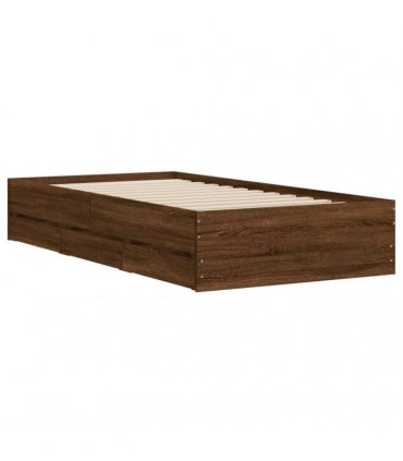vidaXL Bed Frame with Drawers without Mattress Brown Oak 90x190 cm
