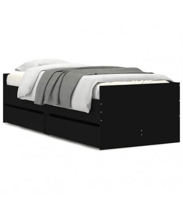 vidaXL Bed Frame with Drawers without Mattress Black 90x190 cm