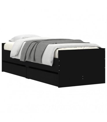vidaXL Bed Frame with Drawers without Mattress Black 90x190 cm