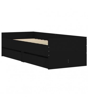 vidaXL Bed Frame with Drawers without Mattress Black 90x190 cm