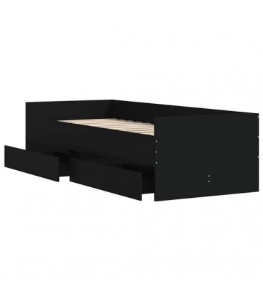vidaXL Bed Frame with Drawers without Mattress Black 90x190 cm