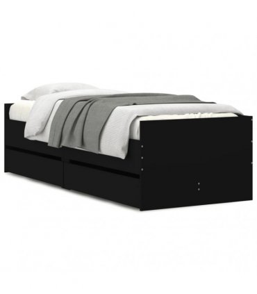 vidaXL Bed Frame without Mattress Black 75x190 cm Small Single