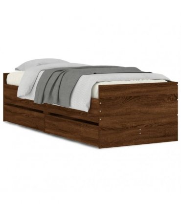 vidaXL Bed Frame Brown Oak 75 x 190 cm Engineered wood, Plywood