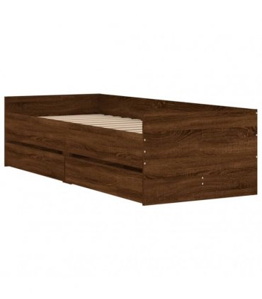 vidaXL Bed Frame Brown Oak 75 x 190 cm Engineered wood, Plywood