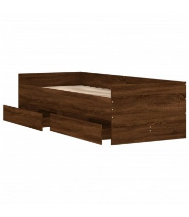 vidaXL Bed Frame Brown Oak 75 x 190 cm Engineered wood, Plywood