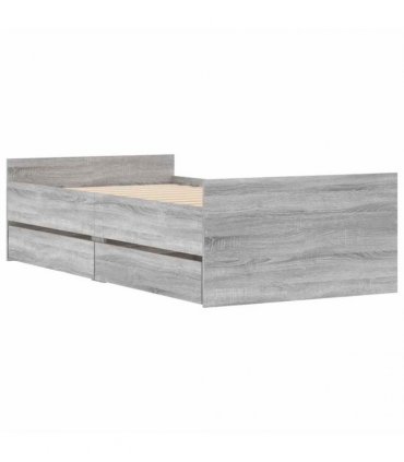 vidaXL Bed Frame with Drawers without Mattress Grey Sonoma 100x200 cm
