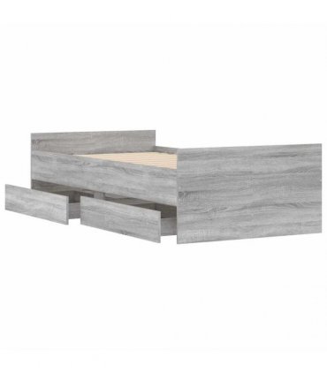 vidaXL Bed Frame with Drawers without Mattress Grey Sonoma 100x200 cm
