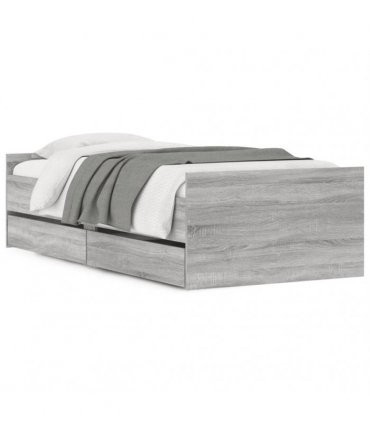 vidaXL Bed Frame with Drawers without Mattress Grey Sonoma 90x200 cm