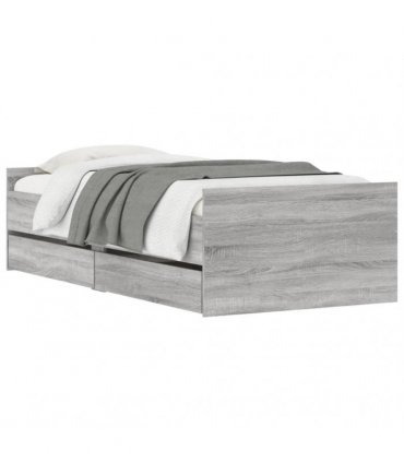 vidaXL Bed Frame with Drawers without Mattress Grey Sonoma 90x200 cm