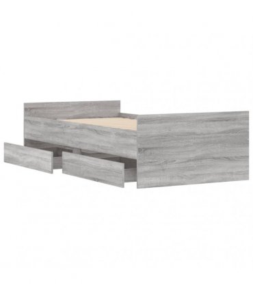 vidaXL Bed Frame with Drawers without Mattress Grey Sonoma 90x200 cm