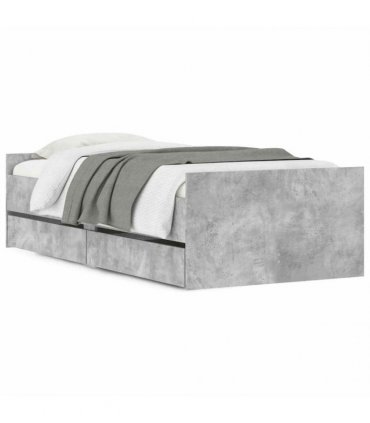 vidaXL Bed Frame with Drawers without Mattress Concrete Grey 90x190 cm
