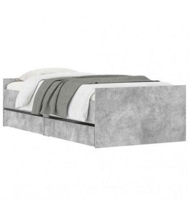 vidaXL Bed Frame with Drawers without Mattress Concrete Grey 90x190 cm