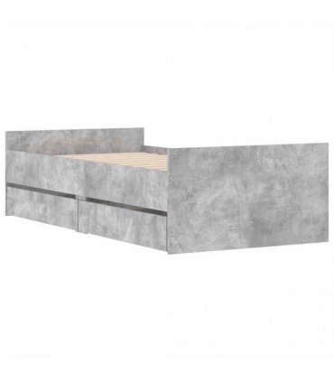 vidaXL Bed Frame with Drawers without Mattress Concrete Grey 90x190 cm