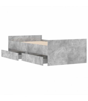 vidaXL Bed Frame with Drawers without Mattress Concrete Grey 90x190 cm