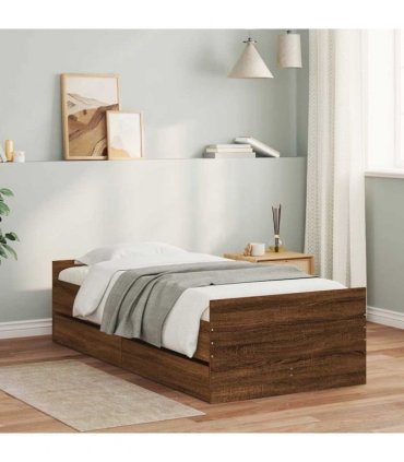 vidaXL Bed Frame Brown Oak 90 x 190 cm Engineered wood