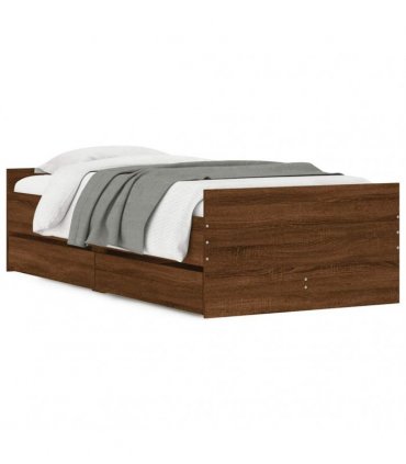 vidaXL Bed Frame Brown Oak 90 x 190 cm Engineered wood