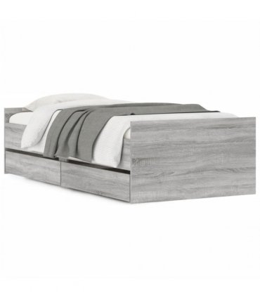 vidaXL Bed Frame without Mattress Grey Sonoma 75x190 cm Small Single