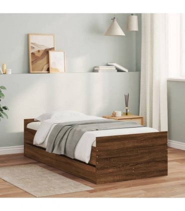 vidaXL Bed Frame without Mattress Brown Oak 75x190 cm Small Single