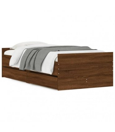 vidaXL Bed Frame without Mattress Brown Oak 75x190 cm Small Single