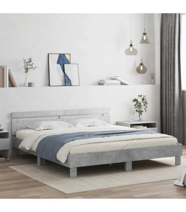 vidaXL Bed Frame without Mattress Concrete Grey 200x200 cm