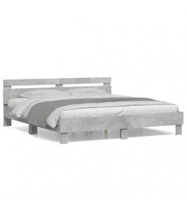 vidaXL Bed Frame without Mattress Concrete Grey 200x200 cm