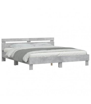 vidaXL Bed Frame without Mattress Concrete Grey 200x200 cm