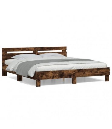 vidaXL Bed Frame without Mattress Smoked Oak 200x200 cm