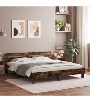 vidaXL Bed Frame without Mattress Smoked Oak 160x200 cm