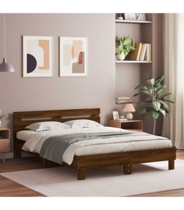 vidaXL Bed Frame without Mattress Brown Oak 140x200 cm