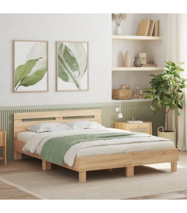 vidaXL Bed Frame without Mattress Sonoma Oak 140x190 cm