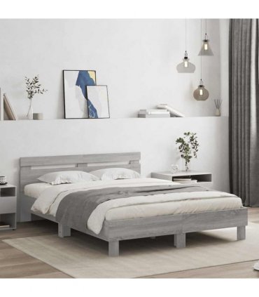 vidaXL Bed Frame without Mattress Grey Sonoma 140x190 cm