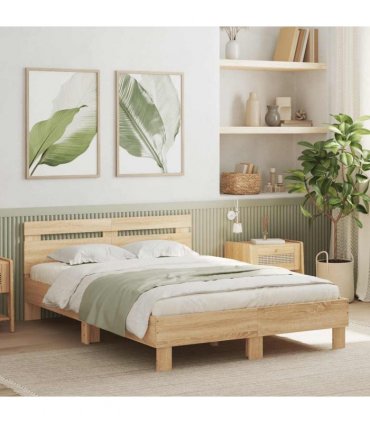 vidaXL Bed Frame without Mattress Sonoma Oak 135x190 cm