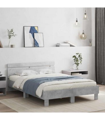 vidaXL Bed Frame without Mattress Concrete Grey 135x190 cm
