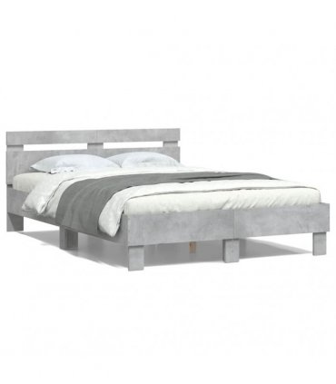 vidaXL Bed Frame without Mattress Concrete Grey 135x190 cm