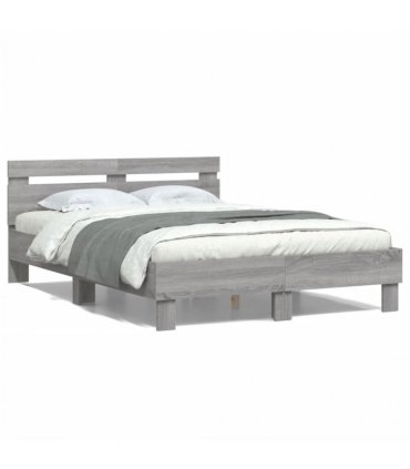 vidaXL Bed Frame without Mattress Grey Sonoma 135x190 cm
