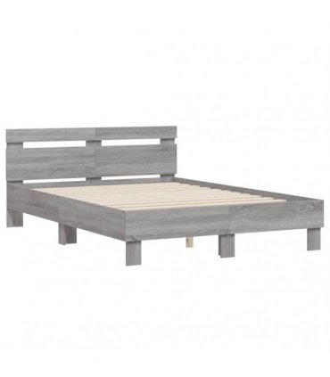 vidaXL Bed Frame without Mattress Grey Sonoma 135x190 cm