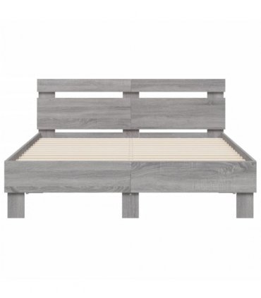 vidaXL Bed Frame without Mattress Grey Sonoma 135x190 cm