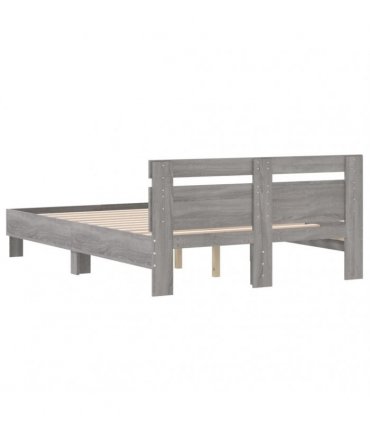 vidaXL Bed Frame without Mattress Grey Sonoma 135x190 cm