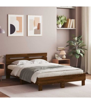 vidaXL Bed Frame without Mattress Brown Oak 135x190 cm